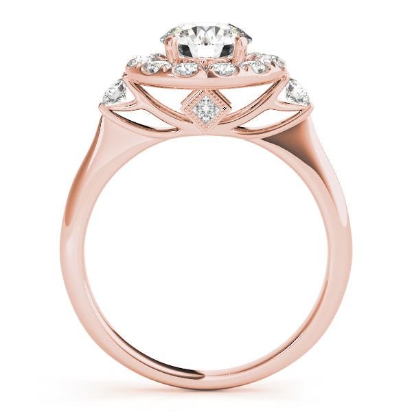 Enchanted Halo Round Diamond Engagement Ring — 9K/18K Gold & Platinum