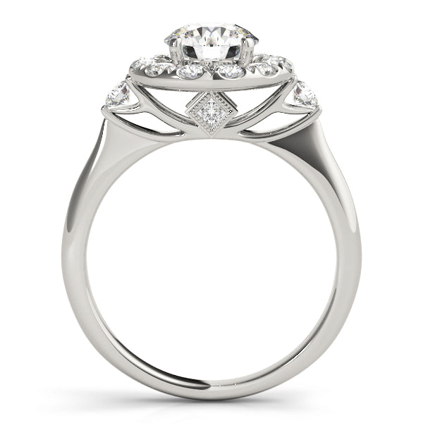 Enchanted Halo Round Diamond Engagement Ring — 9K/18K Gold & Platinum