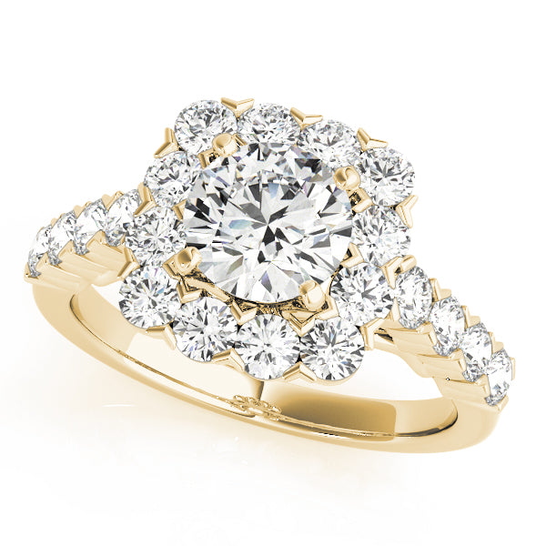 Pristine Halo Round Diamond Engagement Ring — 9K/18K Gold & Platinum