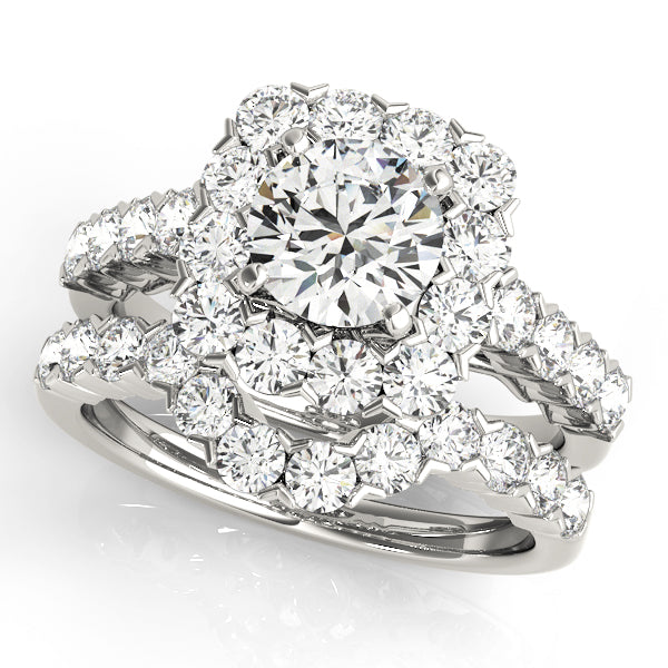 Pristine Halo Round Diamond Engagement Ring — 9K/18K Gold & Platinum