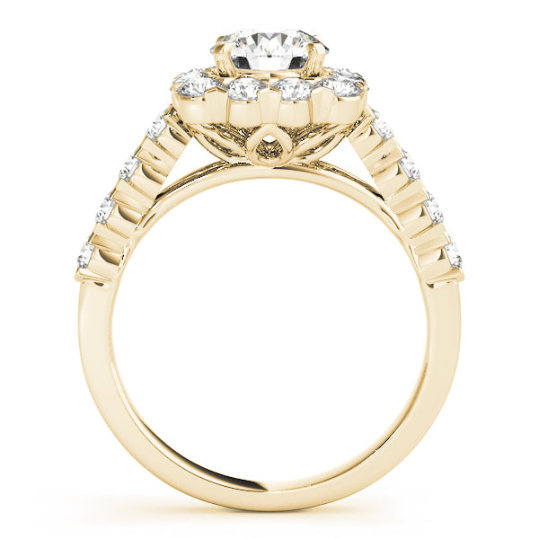 Pristine Halo Round Diamond Engagement Ring — 9K/18K Gold & Platinum