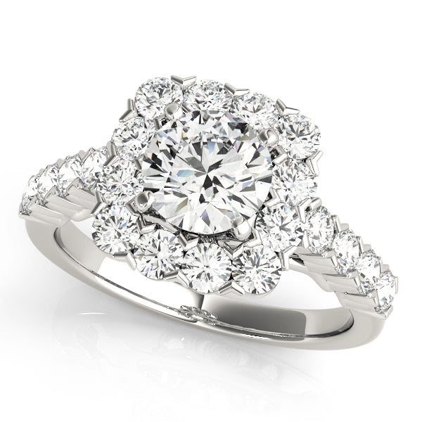 Pristine Halo Round Diamond Engagement Ring — 9K/18K Gold & Platinum