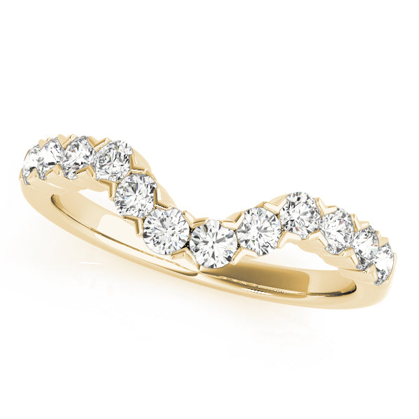 Single Row Xo Cut Curved Half Eternity Ring in Gold & Platinum