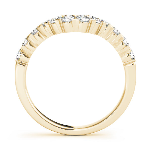 Single Row Xo Cut Curved Half Eternity Ring in Gold & Platinum