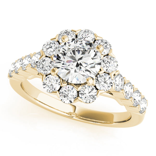Devoted Halo Round Diamond Engagement Ring — 9K/18K Gold & Platinum