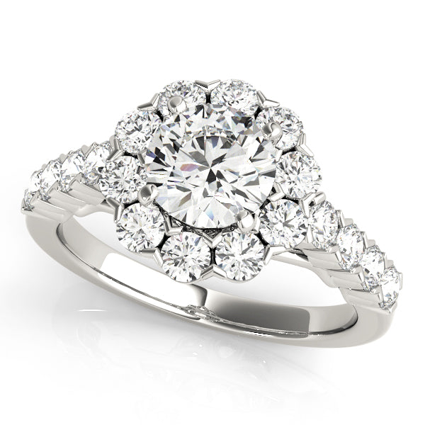 Devoted Halo Round Diamond Engagement Ring — 9K/18K Gold & Platinum