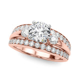 Brilliant Sidestone Round Diamond Engagement Ring — 9K/18K Gold & Platinum
