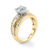 Brilliant Sidestone Round Diamond Engagement Ring — 9K/18K Gold & Platinum