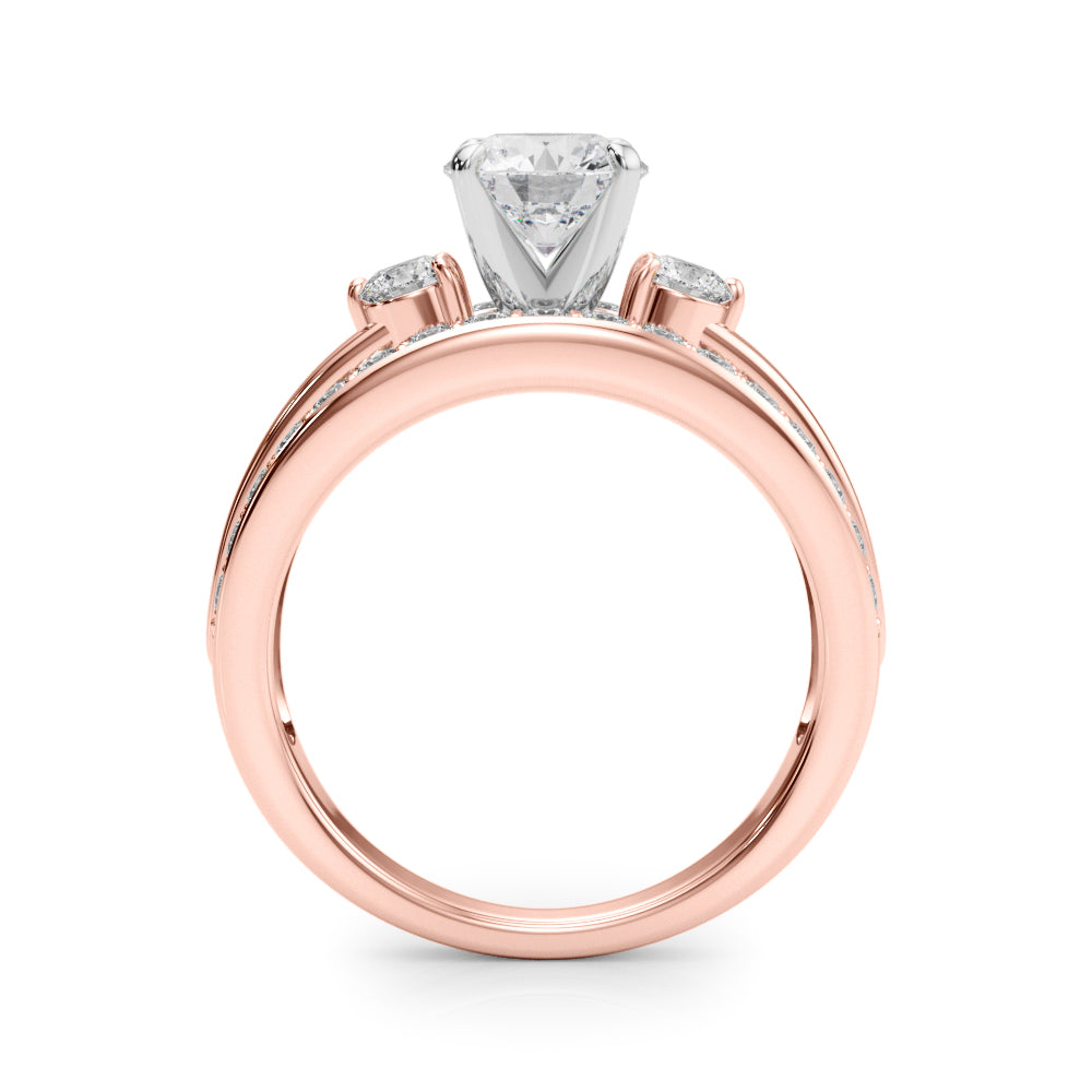 Brilliant Sidestone Round Diamond Engagement Ring — 9K/18K Gold & Platinum