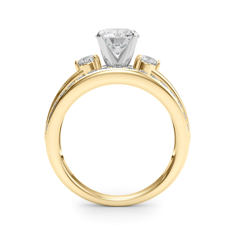 Brilliant Sidestone Round Diamond Engagement Ring — 9K/18K Gold & Platinum