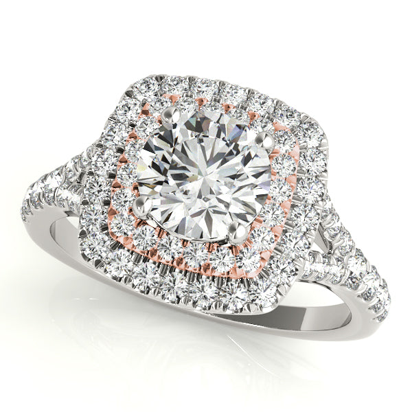Resplendent Halo Round Diamond Engagement Ring — 9K/18K Gold & Platinum