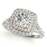 Resplendent Halo Round Diamond Engagement Ring — 9K/18K Gold & Platinum