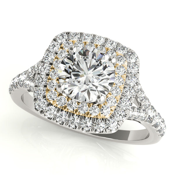 Resplendent Halo Round Diamond Engagement Ring — 9K/18K Gold & Platinum