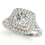 Resplendent Halo Round Diamond Engagement Ring — 9K/18K Gold & Platinum