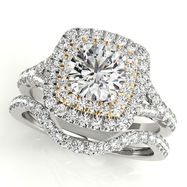 Resplendent Halo Round Diamond Engagement Ring — 9K/18K Gold & Platinum