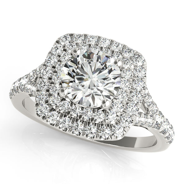 Resplendent Halo Round Diamond Engagement Ring — 9K/18K Gold & Platinum