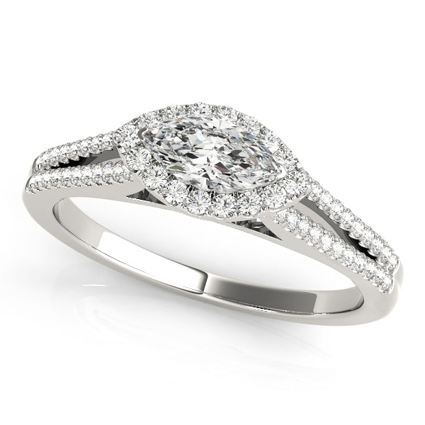 Cherished Halo Marquise Diamond Engagement Ring — 9K/18K Gold & Platinum