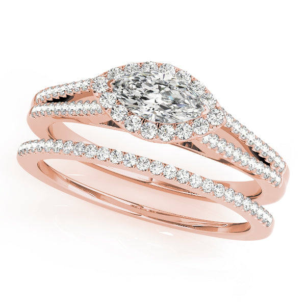 Cherished Halo Marquise Diamond Engagement Ring — 9K/18K Gold & Platinum