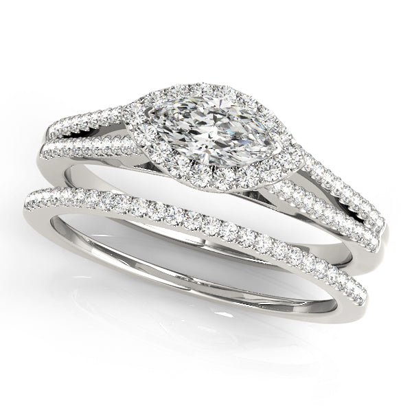 Cherished Halo Marquise Diamond Engagement Ring — 9K/18K Gold & Platinum
