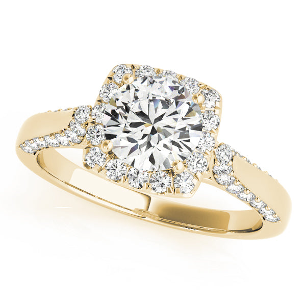 Noble Halo Round Diamond Engagement Ring — 9K/18K Gold & Platinum