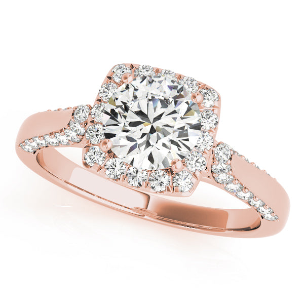 Noble Halo Round Diamond Engagement Ring — 9K/18K Gold & Platinum