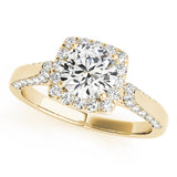 Noble Halo Round Diamond Engagement Ring — 9K/18K Gold & Platinum