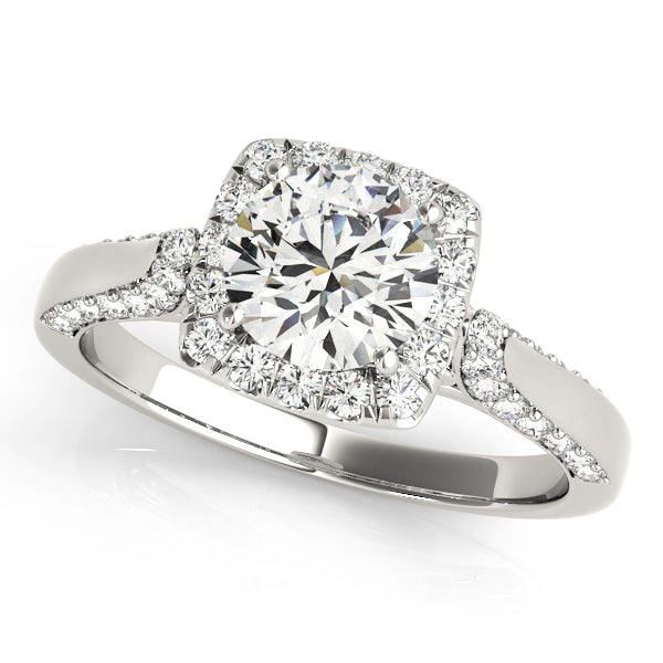 Noble Halo Round Diamond Engagement Ring — 9K/18K Gold & Platinum