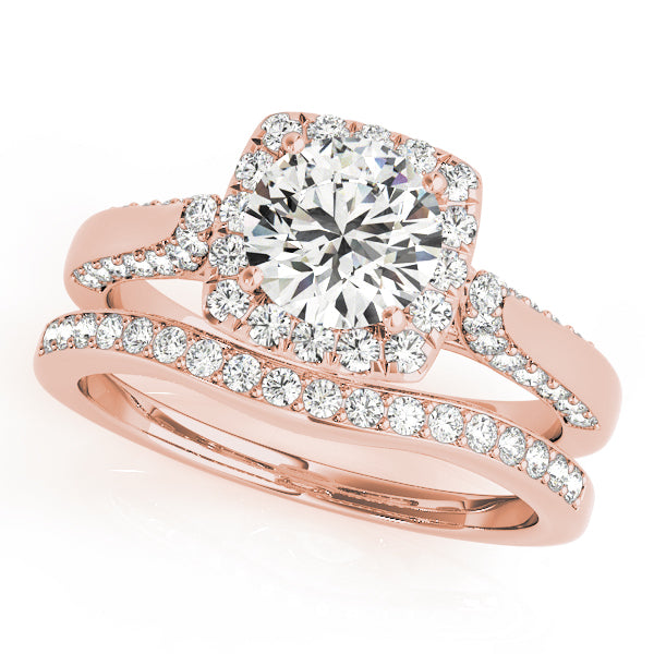 Noble Halo Round Diamond Engagement Ring — 9K/18K Gold & Platinum