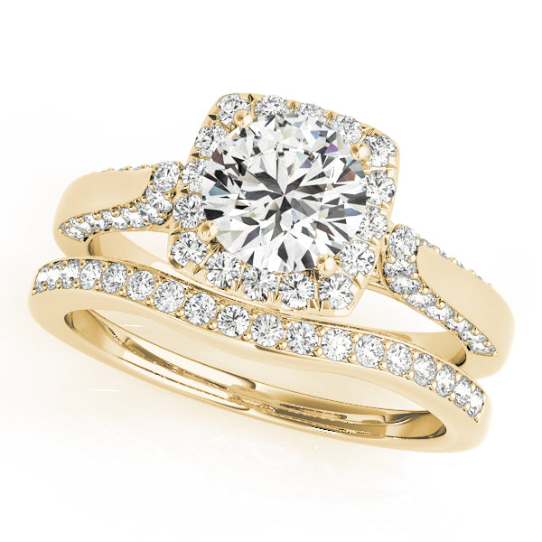 Noble Halo Round Diamond Engagement Ring — 9K/18K Gold & Platinum