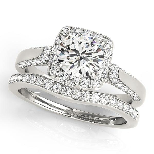 Noble Halo Round Diamond Engagement Ring — 9K/18K Gold & Platinum
