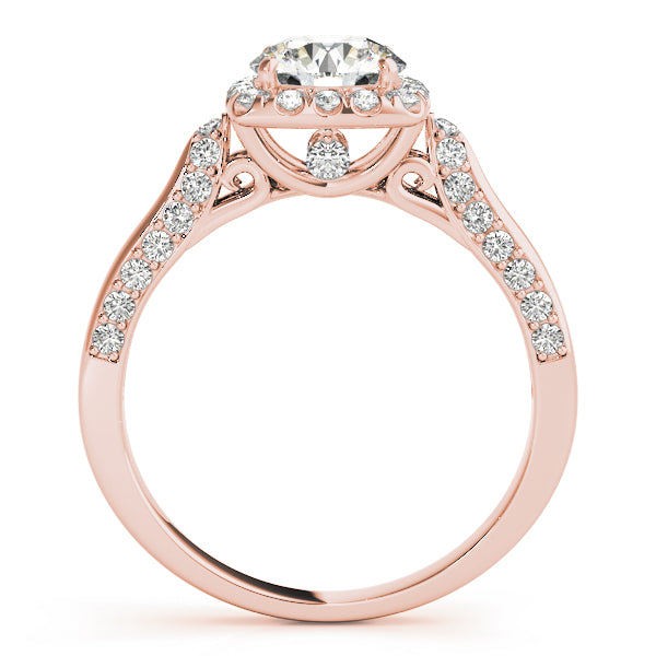 Noble Halo Round Diamond Engagement Ring — 9K/18K Gold & Platinum