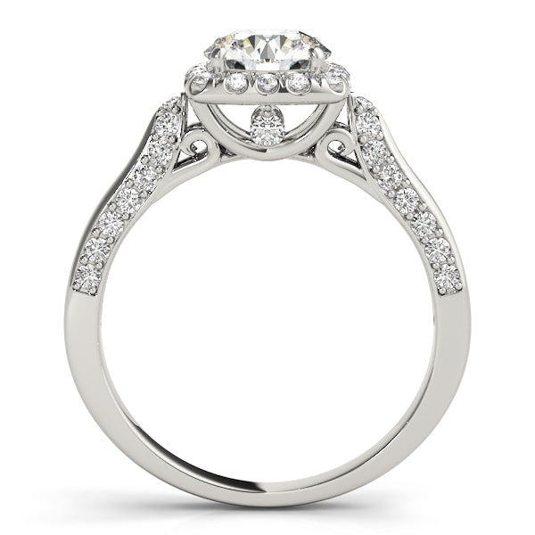 Noble Halo Round Diamond Engagement Ring — 9K/18K Gold & Platinum