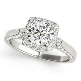 Noble Halo Round Diamond Engagement Ring — 9K/18K Gold & Platinum