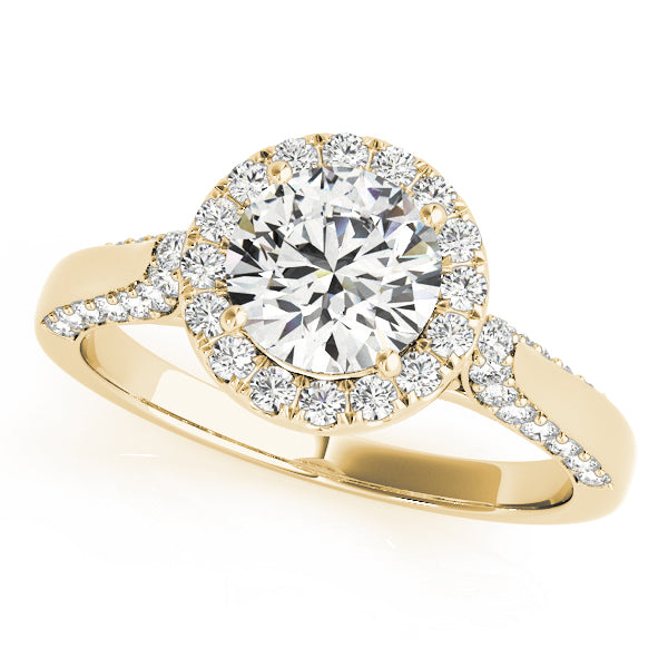 Classic Halo Round Diamond Engagement Ring — 9K/18K Gold & Platinum