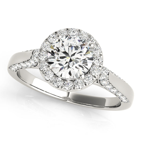 Classic Halo Round Diamond Engagement Ring — 9K/18K Gold & Platinum