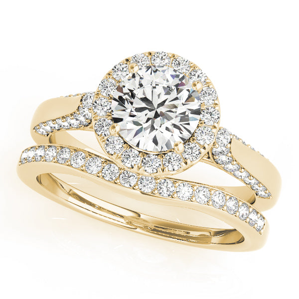 Classic Halo Round Diamond Engagement Ring — 9K/18K Gold & Platinum