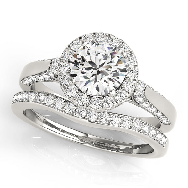 Classic Halo Round Diamond Engagement Ring — 9K/18K Gold & Platinum