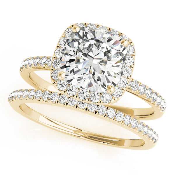 Timeless Halo Cushion Diamond Engagement Ring — 9K/18K Gold & Platinum