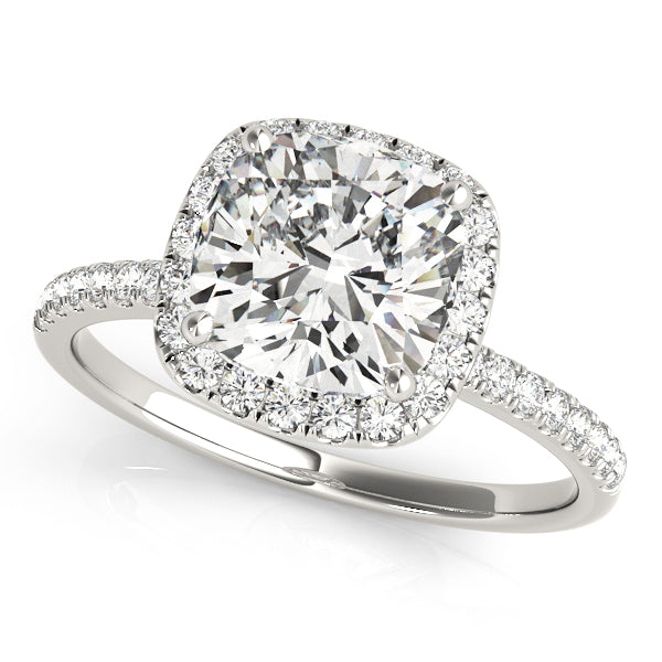 Timeless Halo Cushion Diamond Engagement Ring — 9K/18K Gold & Platinum