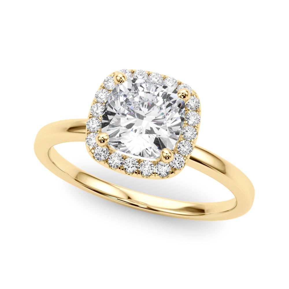 Elegant Halo Cushion Diamond Engagement Ring — 9K/18K Gold & Platinum