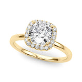 Elegant Halo Cushion Diamond Engagement Ring — 9K/18K Gold & Platinum
