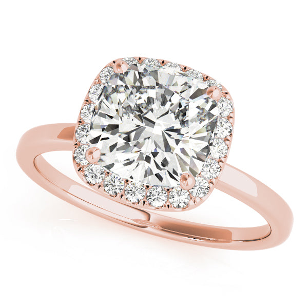 Elegant Halo Cushion Diamond Engagement Ring — 9K/18K Gold & Platinum