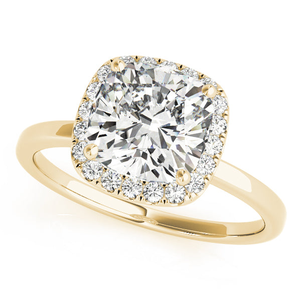 Elegant Halo Cushion Diamond Engagement Ring — 9K/18K Gold & Platinum