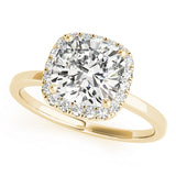 Elegant Halo Cushion Diamond Engagement Ring — 9K/18K Gold & Platinum