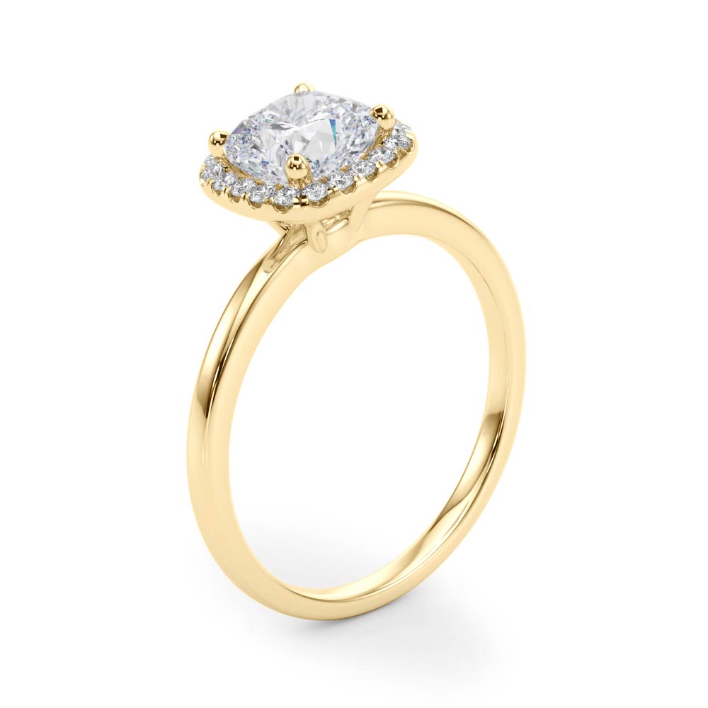 Elegant Halo Cushion Diamond Engagement Ring — 9K/18K Gold & Platinum