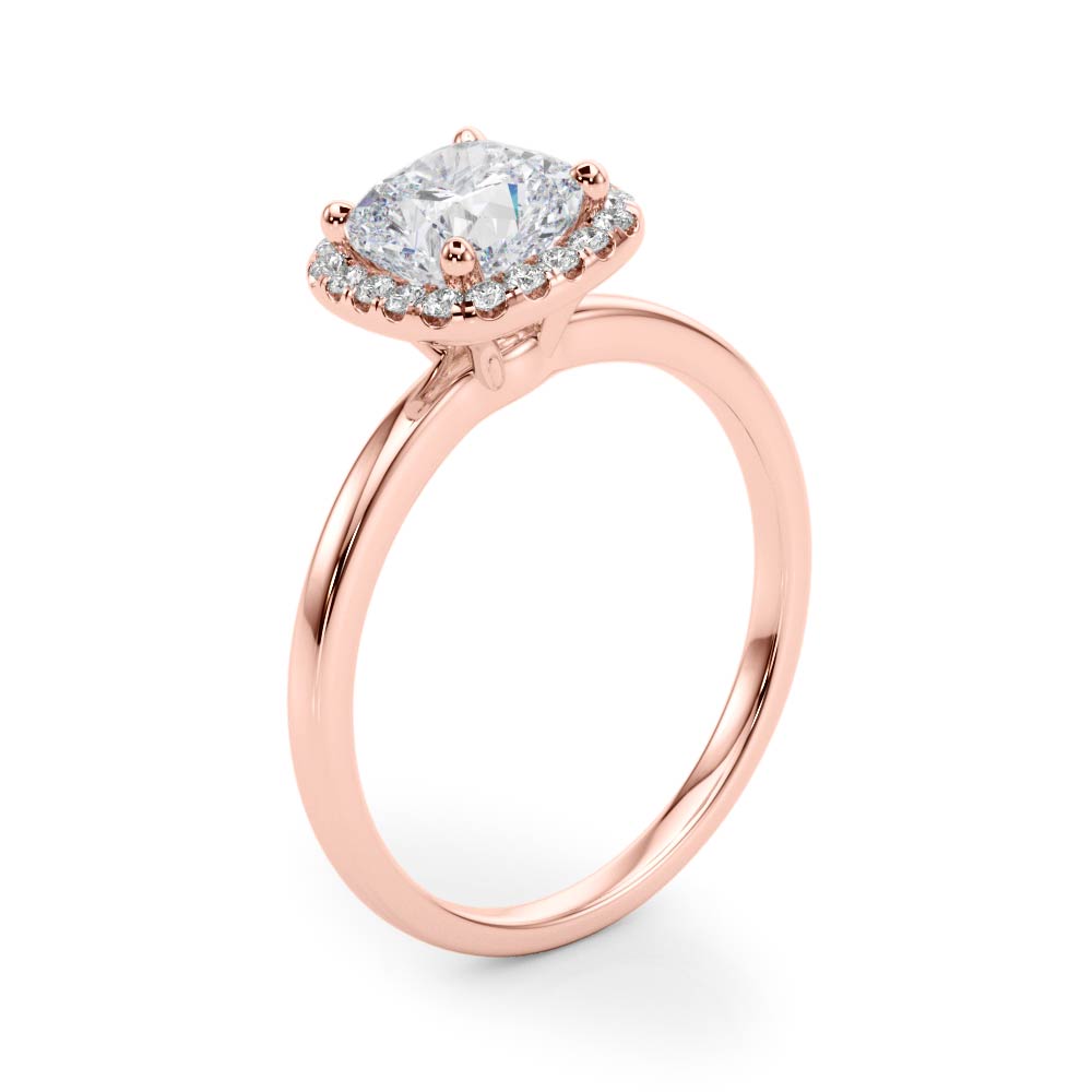 Elegant Halo Cushion Diamond Engagement Ring — 9K/18K Gold & Platinum