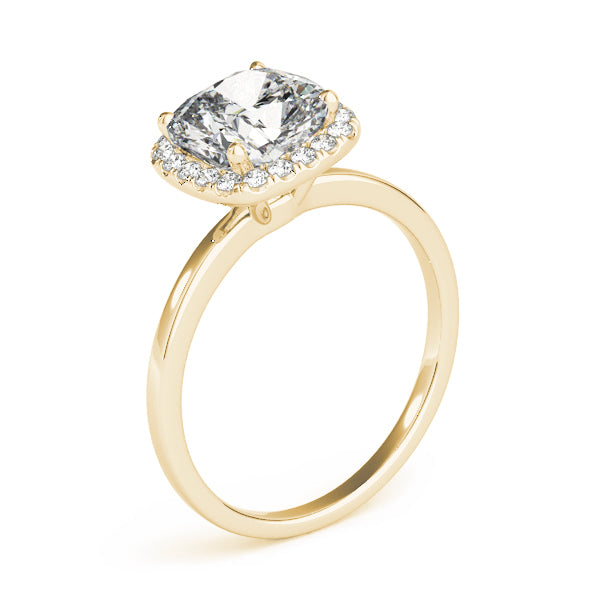 Elegant Halo Cushion Diamond Engagement Ring — 9K/18K Gold & Platinum