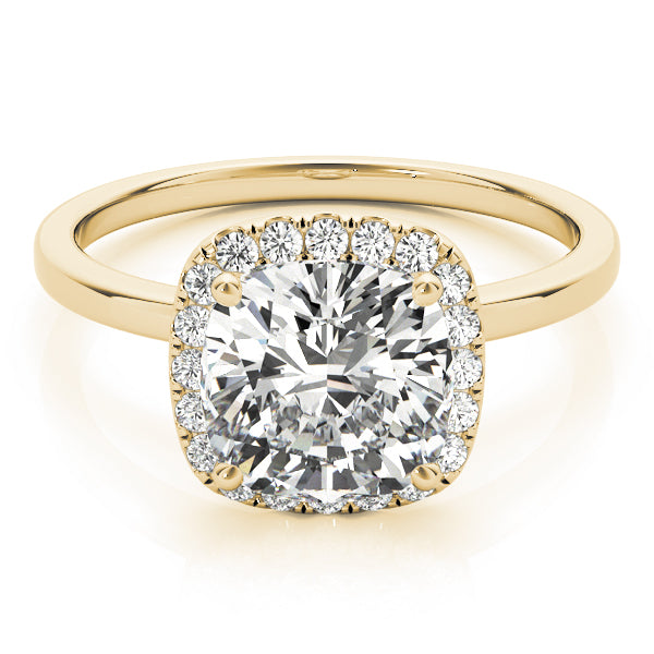 Elegant Halo Cushion Diamond Engagement Ring — 9K/18K Gold & Platinum