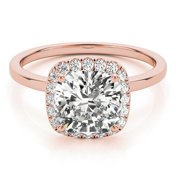Elegant Halo Cushion Diamond Engagement Ring — 9K/18K Gold & Platinum