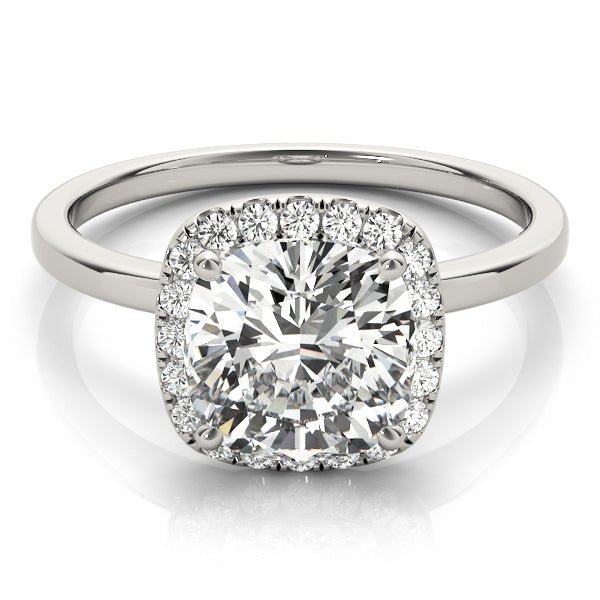 Elegant Halo Cushion Diamond Engagement Ring — 9K/18K Gold & Platinum